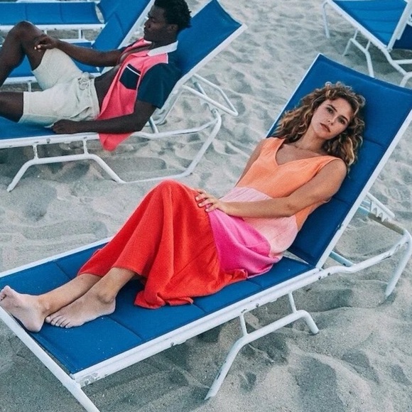 Marine Layer Dresses & Skirts - Marine Layer Corinne Double Cloth Maxi Dress - Size Small - Pink Orange